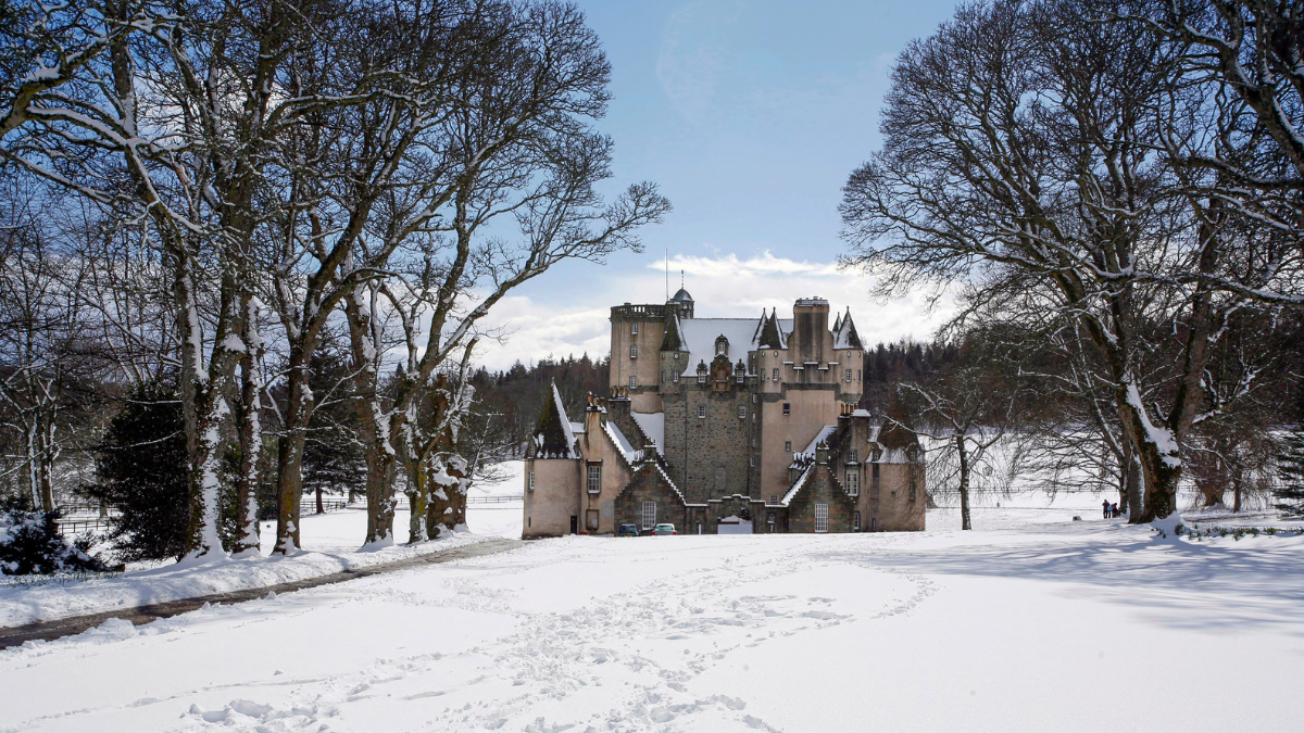 Castle Fraser covered in snow